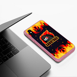 Чехол iPhone XS Max матовый Among Us Sabotage, цвет: 3D-малиновый — фото 2