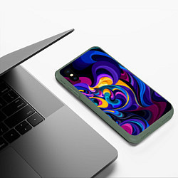 Чехол iPhone XS Max матовый Абстрактный Узор тёмный, цвет: 3D-темно-зеленый — фото 2