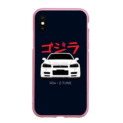 Чехол iPhone XS Max матовый Skyline R34 Z-Tune, цвет: 3D-розовый