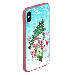 Чехол iPhone XS Max матовый Cat Santa, цвет: 3D-малиновый — фото 2