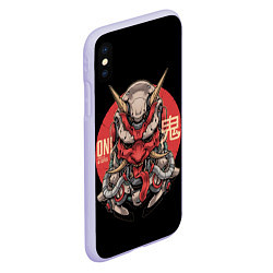 Чехол iPhone XS Max матовый Cyber Oni Samurai, цвет: 3D-светло-сиреневый — фото 2