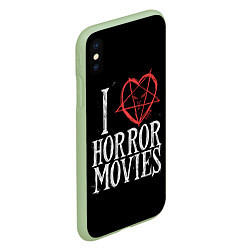 Чехол iPhone XS Max матовый I Love Horror Movies, цвет: 3D-салатовый — фото 2