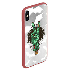 Чехол iPhone XS Max матовый Zombie peace hand, цвет: 3D-красный — фото 2