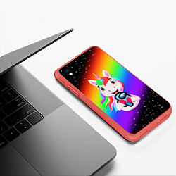 Чехол iPhone XS Max матовый AMONG US - С ЕДИНОРОГОМ, цвет: 3D-красный — фото 2