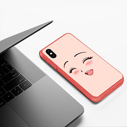 Чехол iPhone XS Max матовый Сonfused anime face, цвет: 3D-красный — фото 2