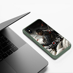 Чехол iPhone XS Max матовый Ghost of Tsushima, цвет: 3D-темно-зеленый — фото 2