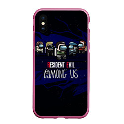 Чехол iPhone XS Max матовый Among Us x Resident Evil, цвет: 3D-малиновый