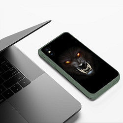 Чехол iPhone XS Max матовый Злой Волк, цвет: 3D-темно-зеленый — фото 2