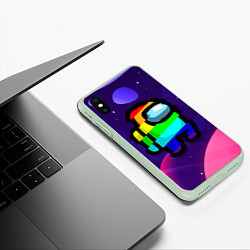 Чехол iPhone XS Max матовый AMONG US - RAINBOW SPACE, цвет: 3D-салатовый — фото 2