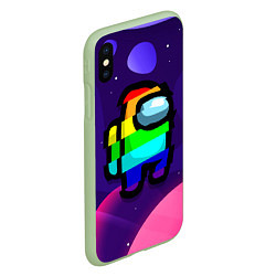 Чехол iPhone XS Max матовый AMONG US - RAINBOW SPACE, цвет: 3D-салатовый — фото 2