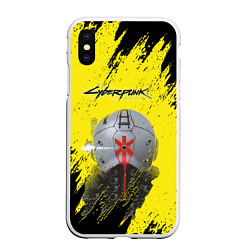 Чехол iPhone XS Max матовый Cyberpunk 2077, цвет: 3D-белый