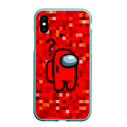 Чехол iPhone XS Max матовый Pixel Among Us, цвет: 3D-мятный