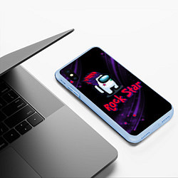 Чехол iPhone XS Max матовый Among Us Rock Star, цвет: 3D-голубой — фото 2