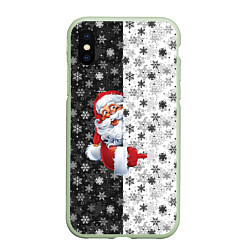 Чехол iPhone XS Max матовый Дед Мороз, цвет: 3D-салатовый