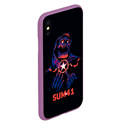 Чехол iPhone XS Max матовый Sum 41 череп, цвет: 3D-фиолетовый — фото 2