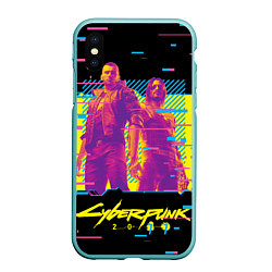 Чехол iPhone XS Max матовый Cyberpunk 2077 - Взлом системы