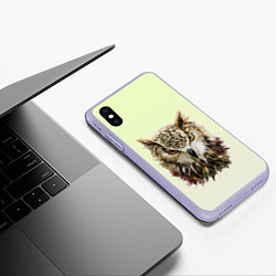 Чехол iPhone XS Max матовый Арт сова яркая, цвет: 3D-светло-сиреневый — фото 2