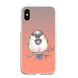 Чехол iPhone XS Max матовый Акварельная птица на ветке