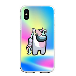 Чехол iPhone XS Max матовый Among Us Unicorn, цвет: 3D-белый