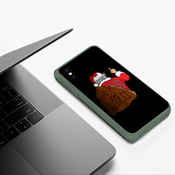 Чехол iPhone XS Max матовый Santa claus, цвет: 3D-темно-зеленый — фото 2