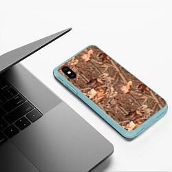 Чехол iPhone XS Max матовый Осенняя маскировка листьями, цвет: 3D-мятный — фото 2