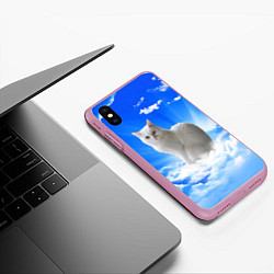 Чехол iPhone XS Max матовый Кот в облаках, цвет: 3D-розовый — фото 2