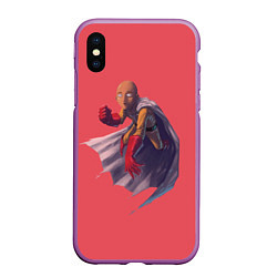 Чехол iPhone XS Max матовый Сайтама One Punch Man, цвет: 3D-фиолетовый