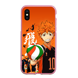 Чехол iPhone XS Max матовый ВОЛЕЙБОЛ!! HAIKYUU!!, цвет: 3D-розовый