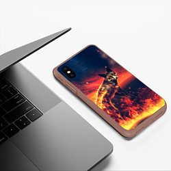 Чехол iPhone XS Max матовый Огненная лиса, цвет: 3D-коричневый — фото 2