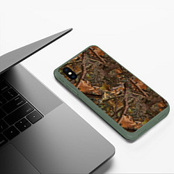 Чехол iPhone XS Max матовый Охотничий камуфляж, цвет: 3D-темно-зеленый — фото 2