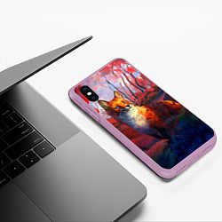 Чехол iPhone XS Max матовый Рыжая лиса, цвет: 3D-сиреневый — фото 2