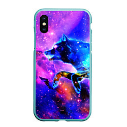 Чехол iPhone XS Max матовый Волки, цвет: 3D-мятный