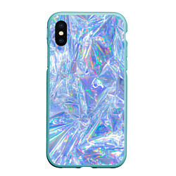 Чехол iPhone XS Max матовый 3d ice glitch, цвет: 3D-мятный