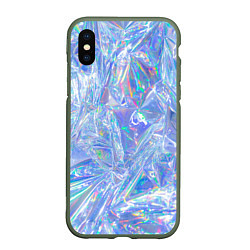 Чехол iPhone XS Max матовый 3d ice glitch, цвет: 3D-темно-зеленый