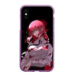 Чехол iPhone XS Max матовый Makima Chainsaw Man, цвет: 3D-фиолетовый