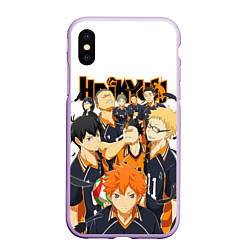 Чехол iPhone XS Max матовый ВОЛЕЙБОЛ!! HAIKYUU!!, цвет: 3D-сиреневый