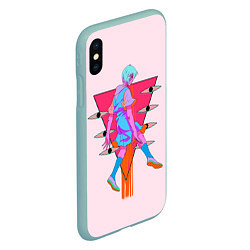 Чехол iPhone XS Max матовый Евангилион, цвет: 3D-мятный — фото 2