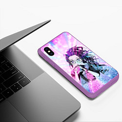 Чехол iPhone XS Max матовый Незуко Камадо, цвет: 3D-фиолетовый — фото 2