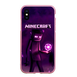 Чехол iPhone XS Max матовый Minecraft Слендермен, цвет: 3D-розовый