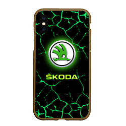 Чехол iPhone XS Max матовый SKODA, цвет: 3D-коричневый