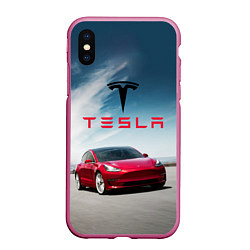 Чехол iPhone XS Max матовый Tesla Model 3