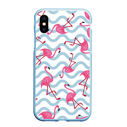 Чехол iPhone XS Max матовый Фламинго Волны, цвет: 3D-голубой