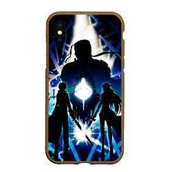 Чехол iPhone XS Max матовый Sword Art Online Кирито Асуна, цвет: 3D-коричневый