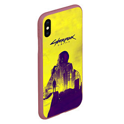 Чехол iPhone XS Max матовый Cyberpunk 2077, цвет: 3D-малиновый — фото 2