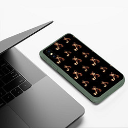 Чехол iPhone XS Max матовый Плюшевый Мишка Паттерн, цвет: 3D-темно-зеленый — фото 2