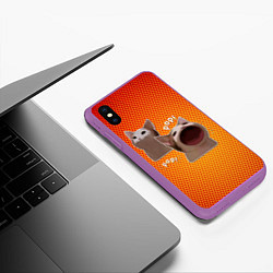 Чехол iPhone XS Max матовый Cat Pop Мем, цвет: 3D-фиолетовый — фото 2