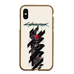 Чехол iPhone XS Max матовый Cyberpunk 2077, цвет: 3D-коричневый