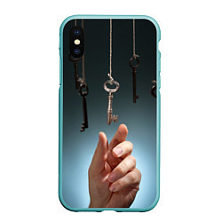 Чехол iPhone XS Max матовый Рука и ключи, цвет: 3D-мятный