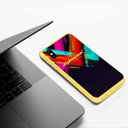 Чехол iPhone XS Max матовый CYBERPUNK 2077 CITY, цвет: 3D-желтый — фото 2