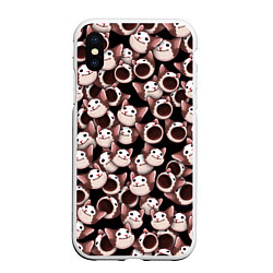 Чехол iPhone XS Max матовый Popping cats, цвет: 3D-белый